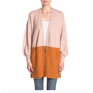 Madewell Edgewater Orange Colorblock Knit Cardigan Size Extra Small
